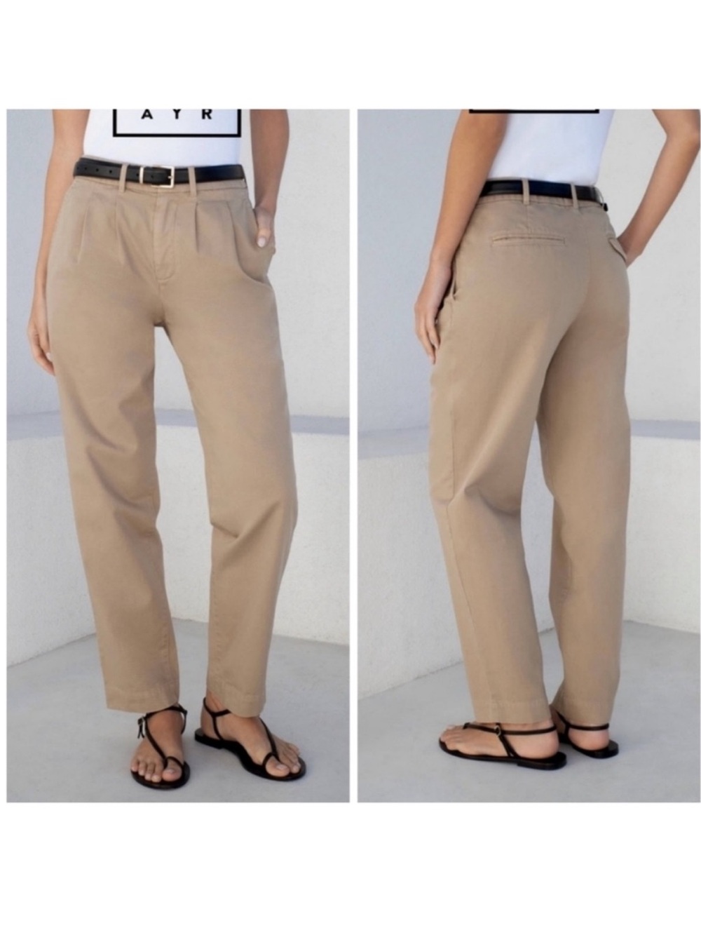 AYR “The Metropolitan” Pleated Twill Trouser Pant Khaki Size 8